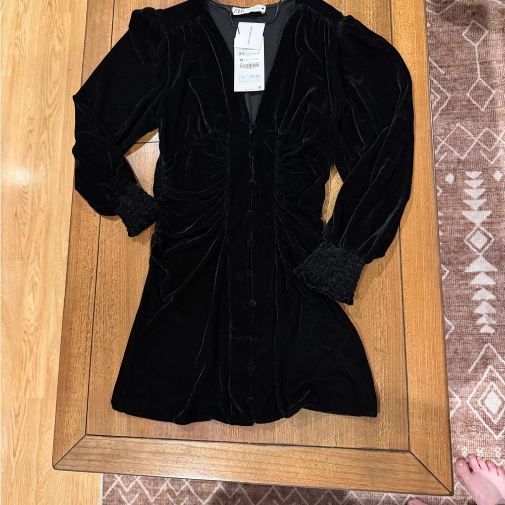 Zara Elegant Black Velvet Dress